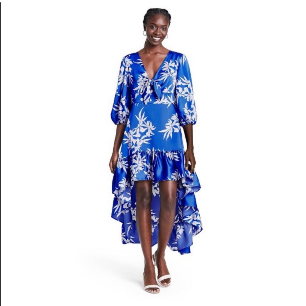 Alexis x Target Blue Floral High low maxi dress